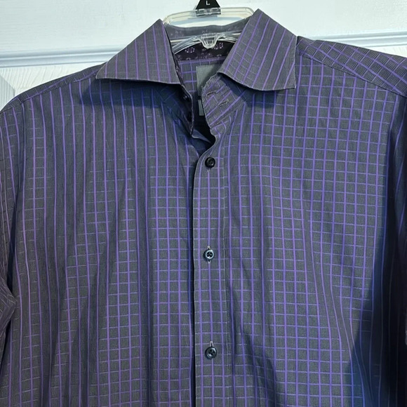Thomas Dean men’s purple long sleeve button down shirt size medium - Picture 2 of 7